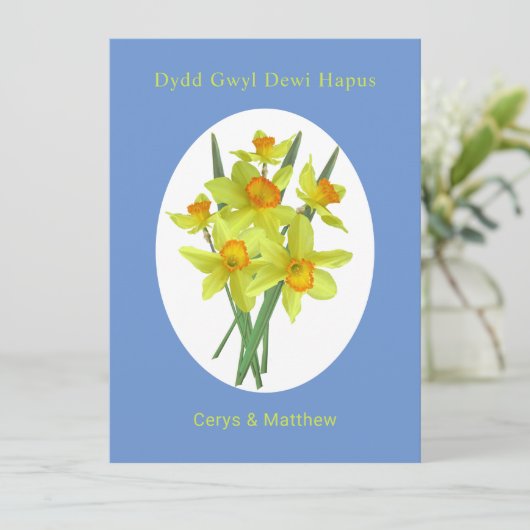 Welsh St David's Day Personalized Daffodils Kaart (Staand voorkant)