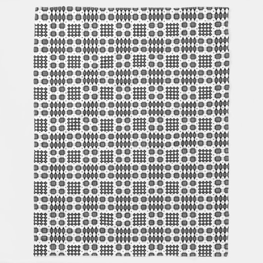 Welsh Tapestry Pattern Black White Fleece Blanket (Voorkant)