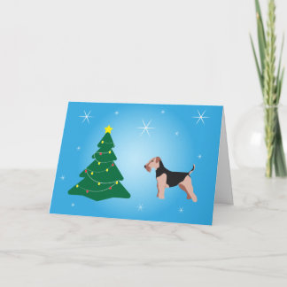 Welsh Terrier Blue Christmas Kaart