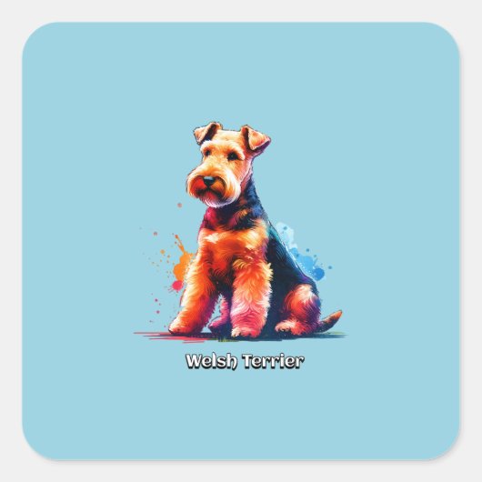 Welsh Terrier Dog Vierkante Sticker (Voorkant)