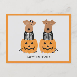 Welsh Terrier Halloween Skeleton Feestdagenkaart