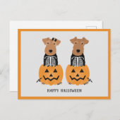 Welsh Terrier Halloween Skeleton Feestdagenkaart (Voorkant / Achterkant)
