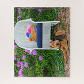 Welsh Terrier in de tuin Legpuzzel (Verticaal)