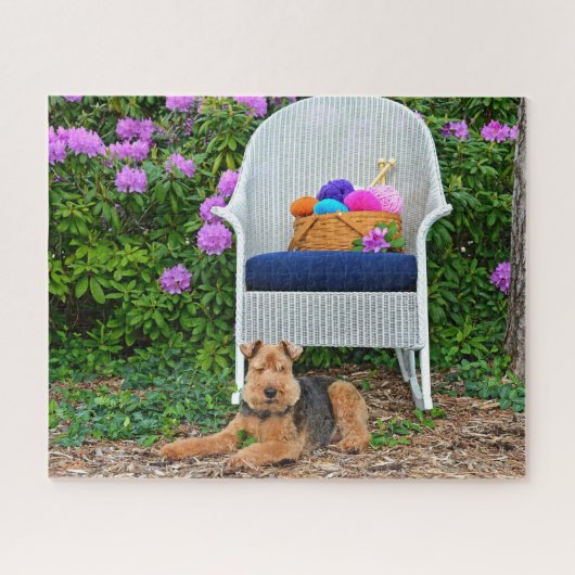 Welsh Terrier in de tuin Legpuzzel (Horizontaal)
