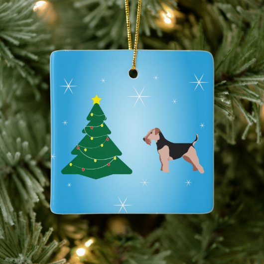 Welsh Terrier Kerstversier Keramisch Ornament (Boom)