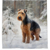 Welsh Terrier Laat het sneeuwen Kerstmis Douchegordijn (Voorkant)
