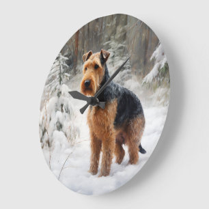 Welsh Terrier Laat het sneeuwen Kerstmis Grote Klok