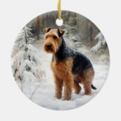 Welsh Terrier Laat het sneeuwen Kerstmis Keramisch Ornament (Achterkant)