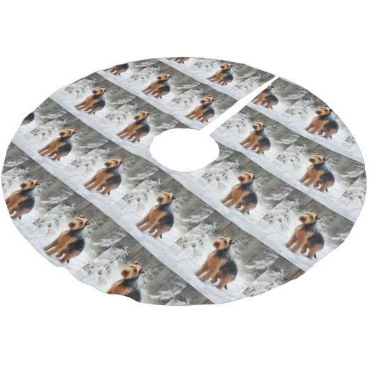 Welsh Terrier Laat het sneeuwen Kerstmis Kerstboom Rok (Gekanteld)