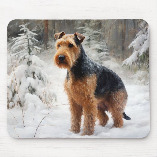 Welsh Terrier Laat het sneeuwen Kerstmis Muismat (Voorkant)