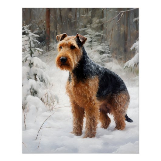 Welsh Terrier Laat het sneeuwen Kerstmis Perfect Poster (Voorkant)