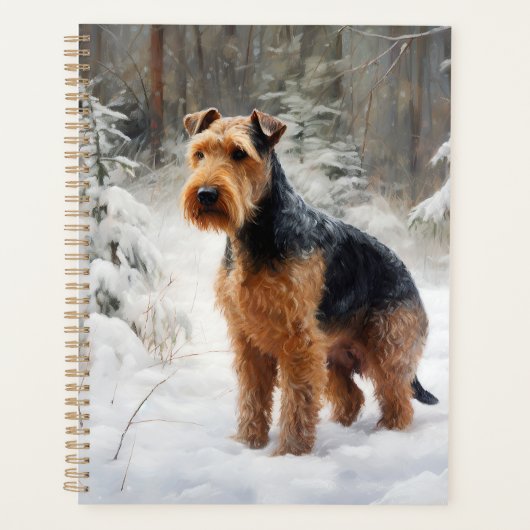 Welsh Terrier Laat het sneeuwen Kerstmis Planner (Voorkant)