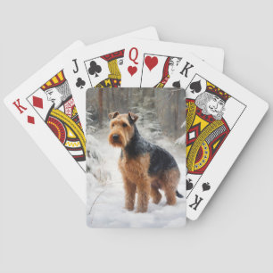 Welsh Terrier Laat het sneeuwen Kerstmis Pokerkaarten