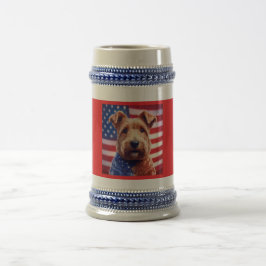 Welsh Terrier met Amerikaanse vlag en bandana Bierpul