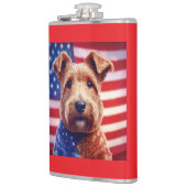 Welsh Terrier met Amerikaanse vlag en bandana Heupfles (Links)