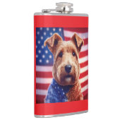 Welsh Terrier met Amerikaanse vlag en bandana Heupfles (Rechts)