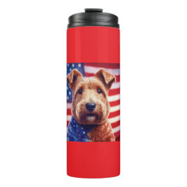 Welsh Terrier met Amerikaanse vlag en bandana Thermosbeker