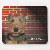 Welsh Terrier op Brick Wall Muismat (Voorkant)