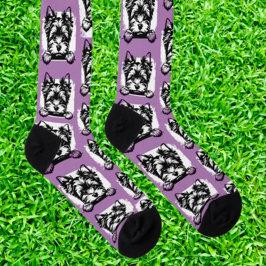 Welsh Terrier Paarse Puppy Gepersonaliseerd Thema Sokken