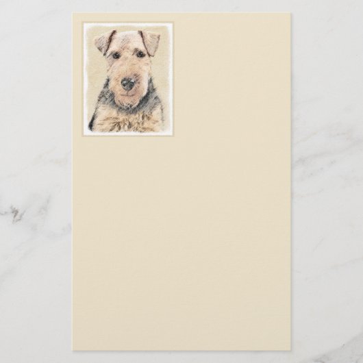 Welsh Terrier Painting - Cute Original Dog Art Briefpapier (Voorkant)