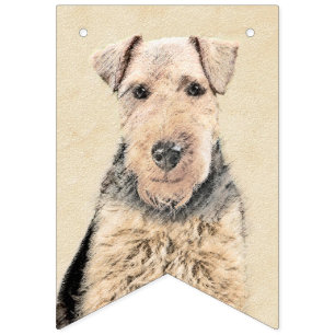 Welsh Terrier Painting - Cute Original Dog Art Vlaggetjes