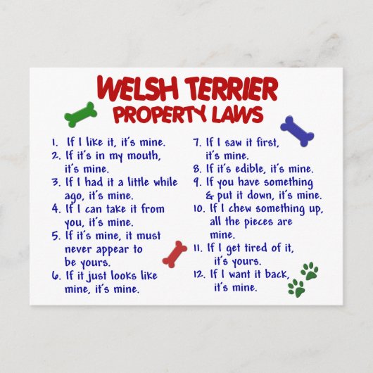 WELSH TERRIER Property Laws 2 Briefkaart (Voorkant)