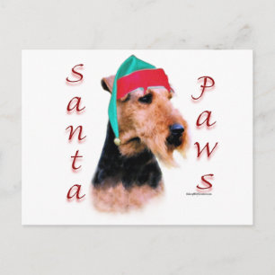 Welsh Terrier Santa Paws Feestdagenkaart
