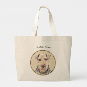 Welsh Terrier Schilderij WT Schattigee Originele H Grote Tote Bag