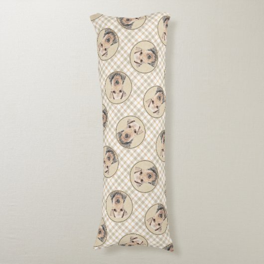 Welsh Terrier Schilderij WT Schattigee Originele H Lichaamskussen (Voorkant Verticaal)