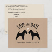 Welsh Terrier Silhouetten Bruiloft Save the Date Aankondigingskaart (Voorkant / Achterkant)