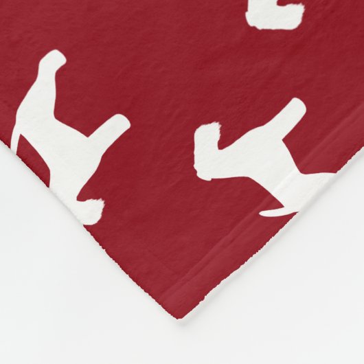 Welsh Terrier Silhouetten Patroon Rood en Wit Fleece Deken (Hoek)