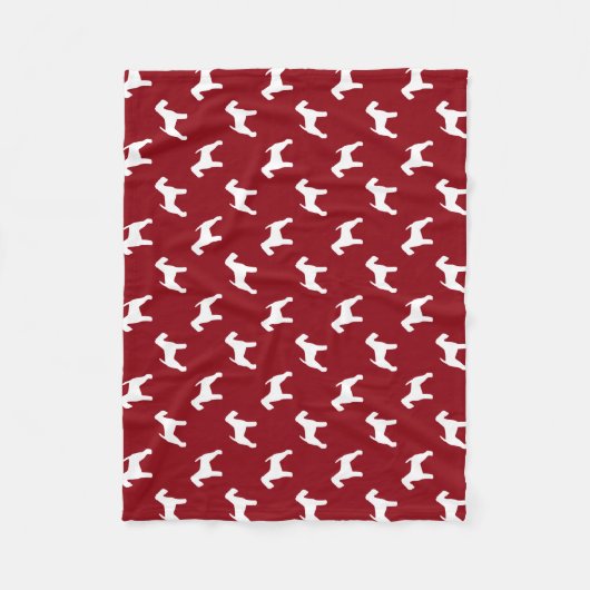 Welsh Terrier Silhouetten Patroon Rood en Wit Fleece Deken (Voorkant)
