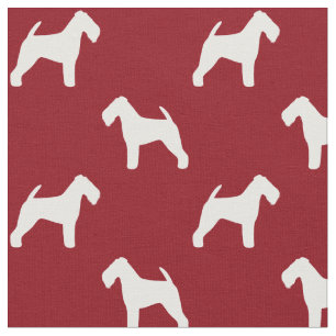 Welsh Terrier Silhouettes Dogs Red en White Stof