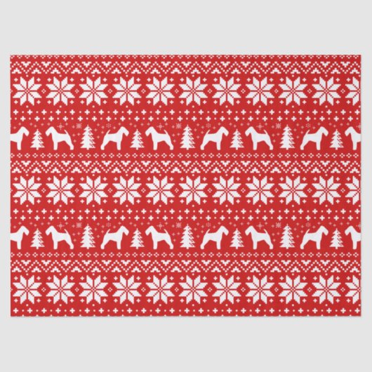 Welsh Terrier Silhouettes kerstpatroonrood Tissuepapier (Voorkant)