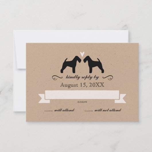 Welsh Terrier Silhouettes Mariage RSVP Réponse (Devant)