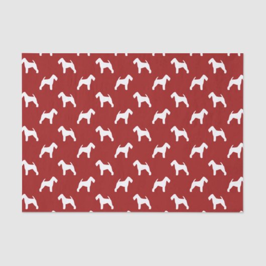 Welsh Terrier Silhouettes Pattern Red Tissuepapier (Voorkant)
