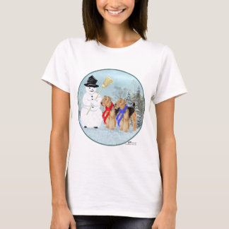 Welsh Terriers met Snowman T-shirt