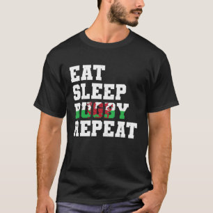 Welsh Wales Eat Sleep Rugby Repeteren T-shirt