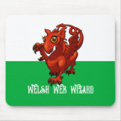 Welsh Web Wizard Red Dragon Wales Cartoon Muismat (Voorkant)