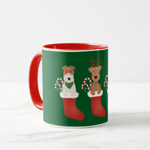 Welsh Wire Fox Terrier Dogs Kerstmis Mok