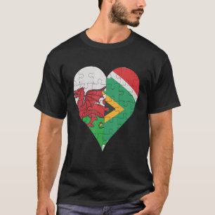Welsh Zuid-Afrikaans Vlag Hart T-shirt