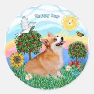 Welshe Corgi (Pembroke 7b) Ronde Sticker