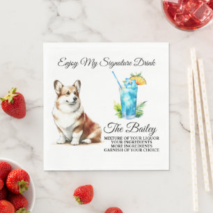 Welshe Corgi Signature Drank Huwelijk Servet