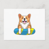 Welshe Corgi zwemt met zwembord Briefkaart (Voorkant)