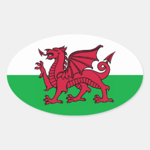 Welshe Draak Ovale Sticker