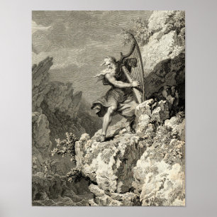 Welshe Druïde die de Harp bespeelt Poster