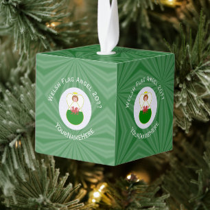 Welshe Engel Kerstmis Vlag Kubus Ornament