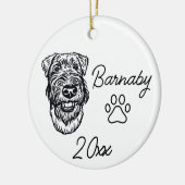 Welshe Terrier Hond Aangepaste Naam & Jaar Lijntek Keramisch Ornament (Links)