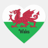 Welshe Vlag Hartsticker, patriottisch Wales, Draak Hart Sticker (Voorkant)