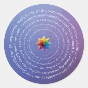 Welvaart-affirmatie-sticker Ronde Sticker